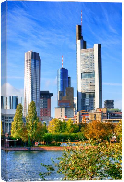 Majestic Frankfurt Skyline Canvas Print by Les Schofield