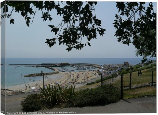 Lyme Regis harbour  Canvas Print by Les Schofield