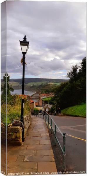 Robin Hood Bay  North Yorkshire from top of the hi Canvas Print by Les Schofield