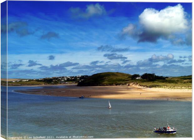 River Camel Estuary Cornwall Canvas Print by Les Schofield