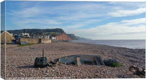 Majestic Sidmouth Beach Canvas Print by Les Schofield