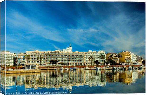 Discover the Majestic Beauty of Cala Bona Harbour Canvas Print by Les Schofield