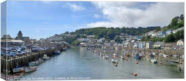 View of Looe Cornwall  Canvas Print by Les Schofield