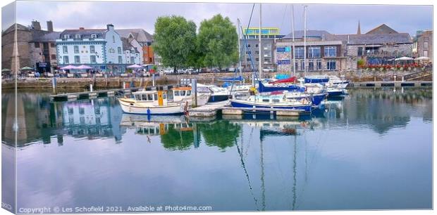 Plymouth Harbour  Canvas Print by Les Schofield