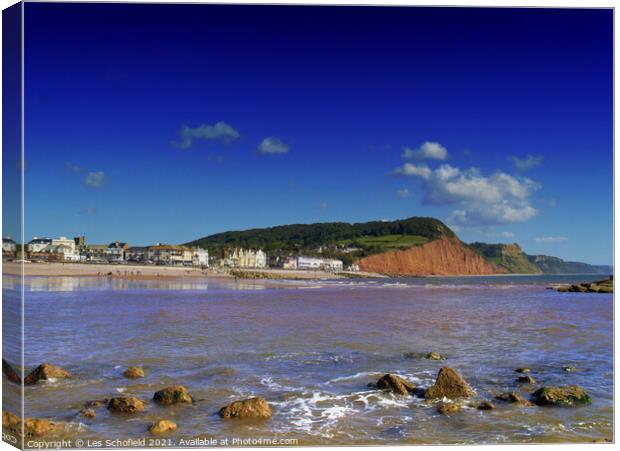 Majestic Sidmouth Townscape Canvas Print by Les Schofield