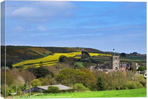 Corfe Village dorset  Canvas Print by Les Schofield