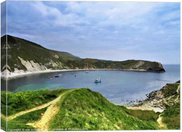 Lulworth Cove  Dorset Canvas Print by Les Schofield