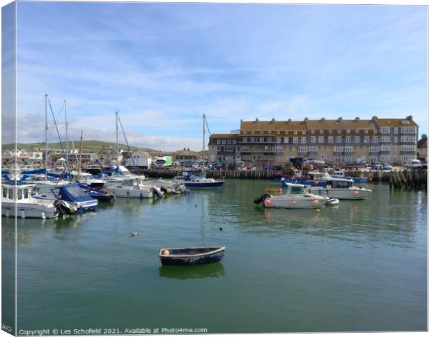 Westbay  Dorset  Harbour  Canvas Print by Les Schofield