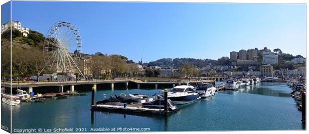 Torquay Harbour Canvas Print by Les Schofield