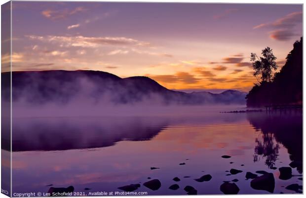Lake District Ullswater Sunset Canvas Print by Les Schofield