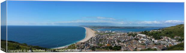 Weymouth and Chesil Beach From Portland Canvas Print by Les Schofield