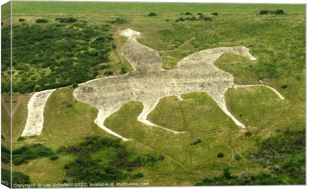 Osmington white horse  Canvas Print by Les Schofield