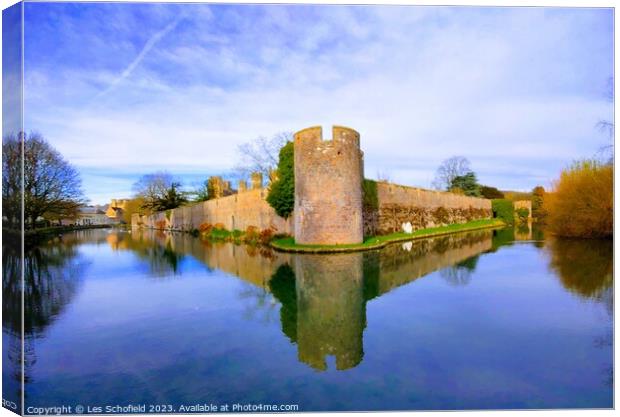 Enchanting Beauty of the Bishops Palace Moat Canvas Print by Les Schofield
