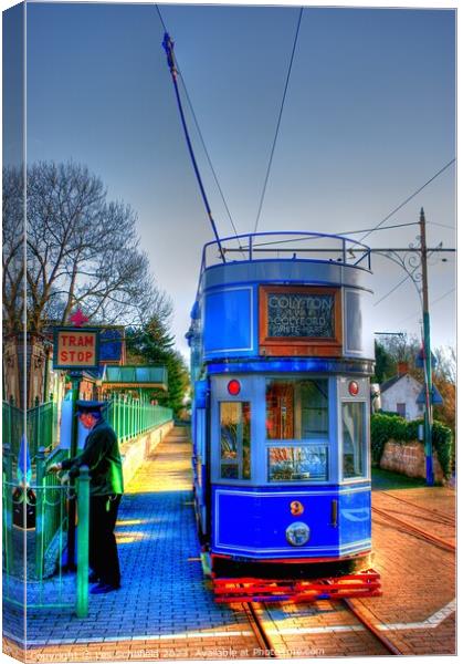 Vintage Charm at Colyton Tram Stop Canvas Print by Les Schofield