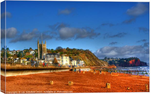 Tranquil Teignmouth Bay Canvas Print by Les Schofield