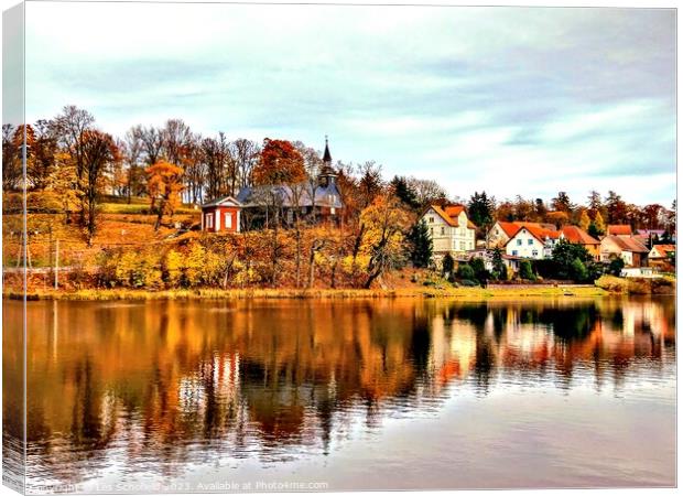 Golden Serenity in Harz Mountains Canvas Print by Les Schofield