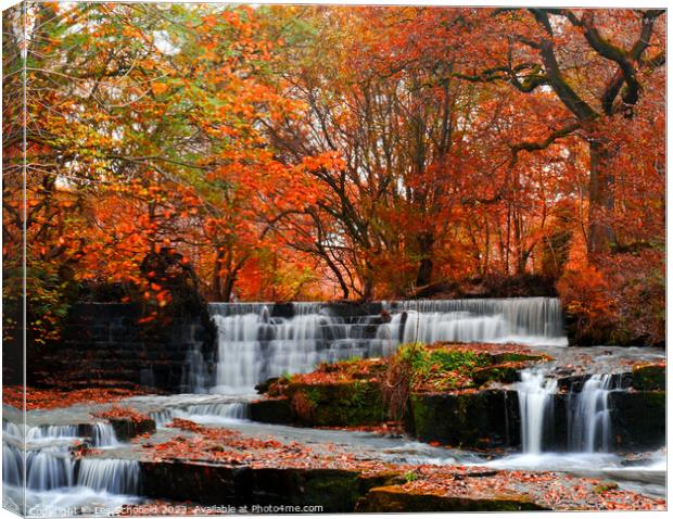 Majestic Autumn Waterfall Canvas Print by Les Schofield