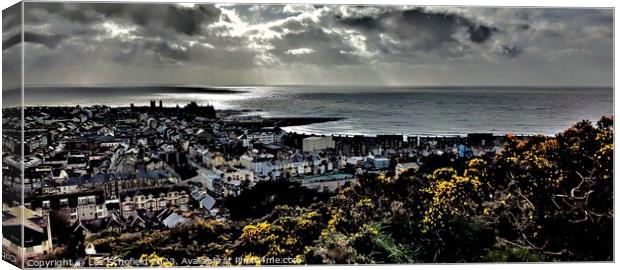 Stormy Aberystwyth from constitution hill  Canvas Print by Les Schofield