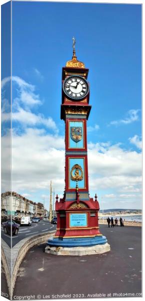 Jubilee tower clock Weymouth  Canvas Print by Les Schofield