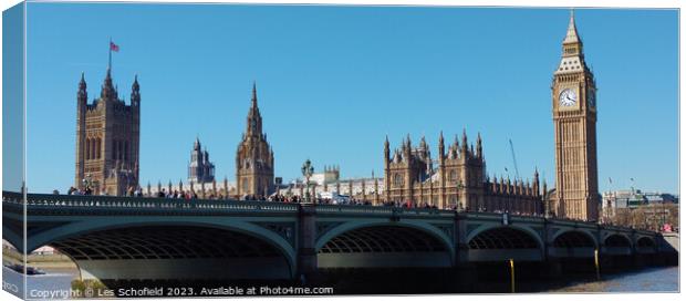 Iconic Big Ben Overlooking Westminster Bridge Canvas Print by Les Schofield
