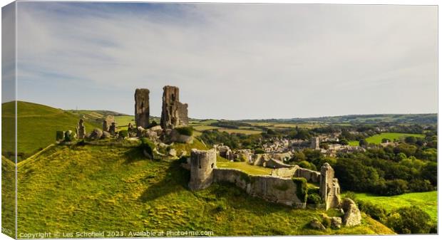 Corfe Castle Dorset Canvas Print by Les Schofield