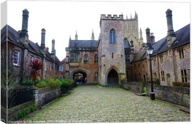 Wells Cathedral Vicars Close  Canvas Print by Les Schofield