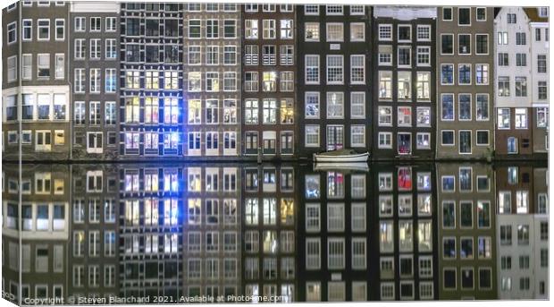 Amsterdam canal reflections  Canvas Print by Steven Blanchard