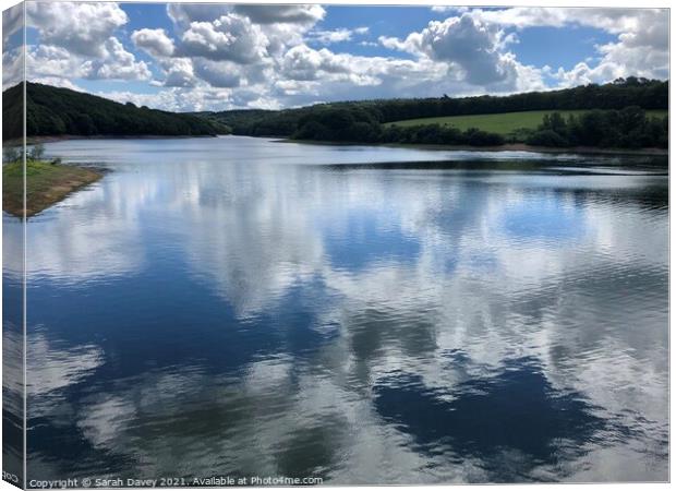 Reflection on Wimbleball Lake Canvas Print by Sarah Davey