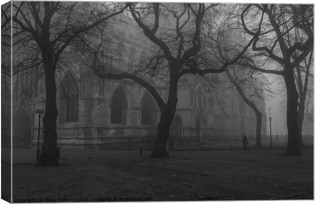 Doncaster Minster in the Mist Canvas Print by Dave Harbon