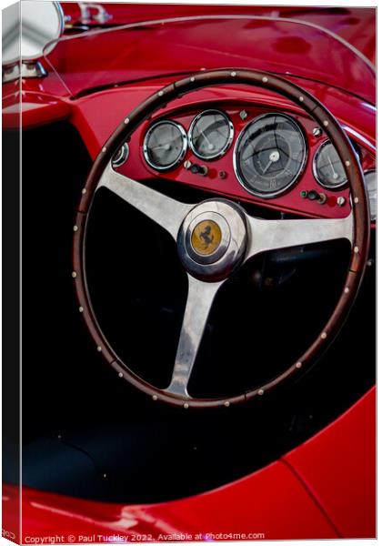 Vintage Ferrari Steering Wheel & Dashboard Detail Canvas Print by Paul Tuckley