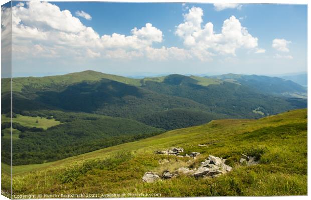 Green valley in Bieszczady Mountains Poland Canvas Print by Marcin Rogozinski