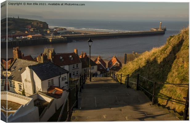 Climbing to Whitby's Heavenly Heights Canvas Print by Ron Ella