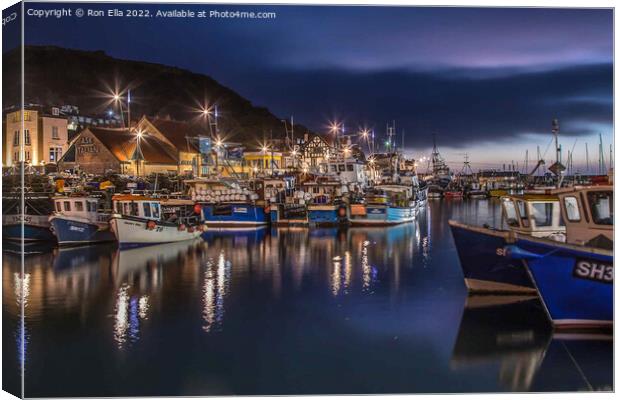 Night Fishing in Scarborough Canvas Print by Ron Ella