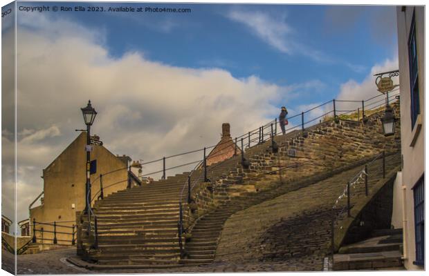 Ascending to Whitby Abbey Canvas Print by Ron Ella