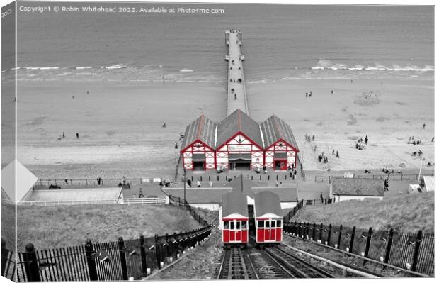 Saltburn NorthYorkshire Cliff lift & Pier Canvas Print by Robin Whitehead