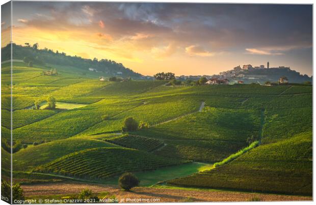 Langhe vineyards, La Morra, Italy Canvas Print by Stefano Orazzini