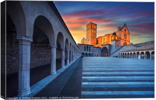Assisi, San Francesco Basilica Sunset Canvas Print by Stefano Orazzini