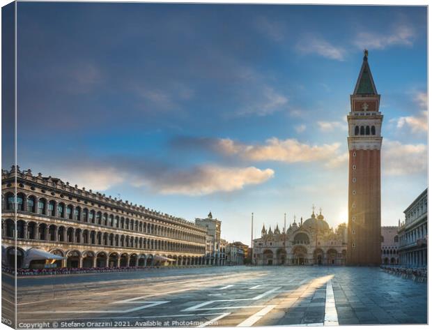 Early Morning in Piazza San Marco. Venice Canvas Print by Stefano Orazzini