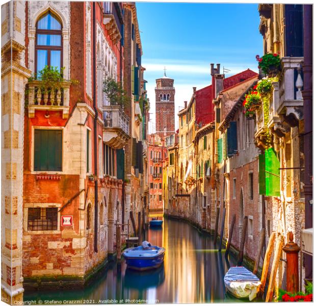 Water Canal in Venice Canvas Print by Stefano Orazzini