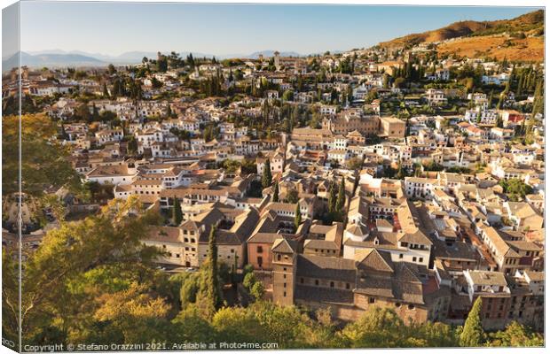 Granada, view of Albaicin district. Andalusia,  Canvas Print by Stefano Orazzini