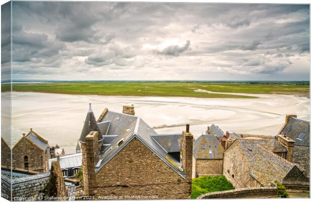 Mont Saint Michel monastery and bay. Normandy, France. Canvas Print by Stefano Orazzini