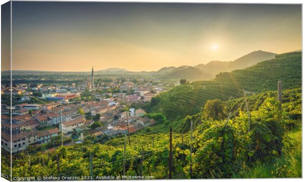 Col San Martino, vineyards and village. Prosecco Hills Canvas Print by Stefano Orazzini