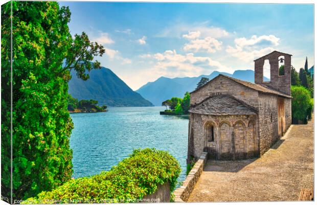 San Giacomo church Ossuccio Tremezzina, Lake Como. Italy Canvas Print by Stefano Orazzini