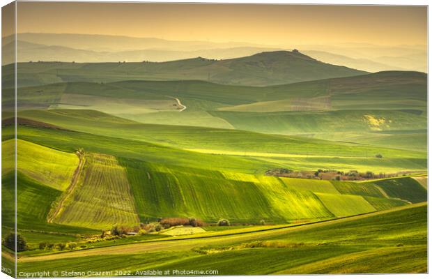 Apulia countryside, rolling hills landscape. Poggiorsini, Italy Canvas Print by Stefano Orazzini