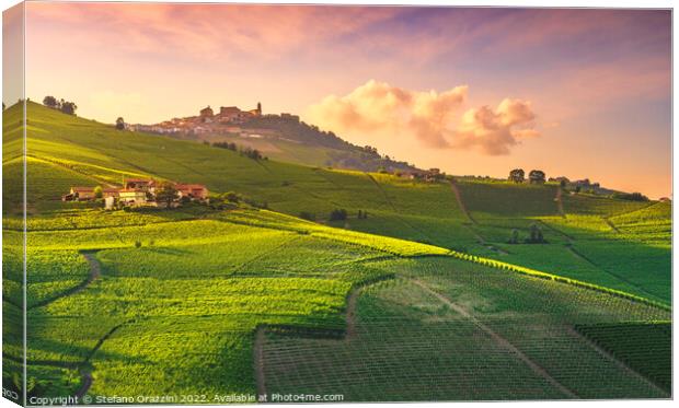 Langhe vineyards view, Barolo and La Morra, Piedmont, Italy Canvas Print by Stefano Orazzini