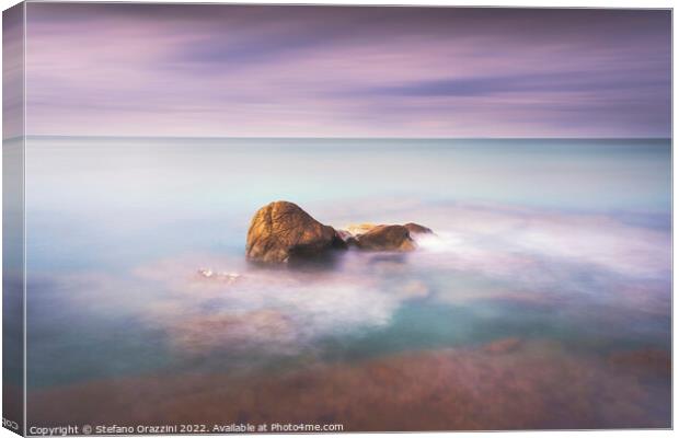 Rock and sea, long exposure photography. Canvas Print by Stefano Orazzini