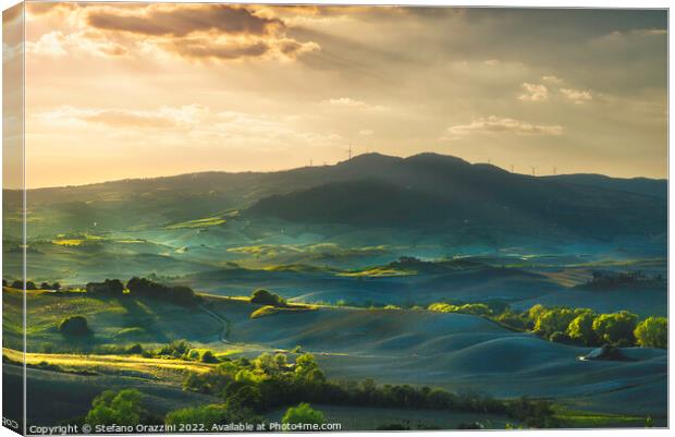 Tuscany, rolling hills at sunset. Volterra Canvas Print by Stefano Orazzini