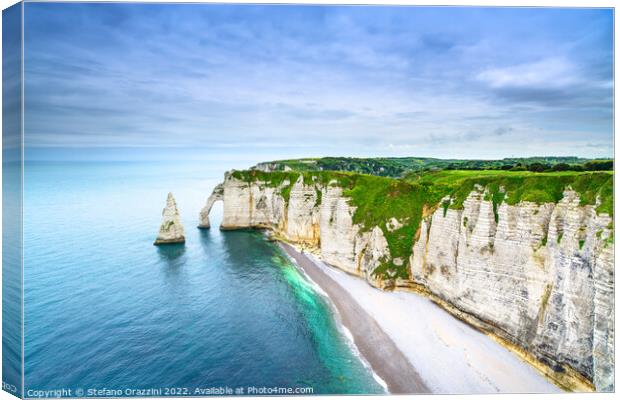 Etretat, the cliff of Aval cliff. Normandy, France. Canvas Print by Stefano Orazzini