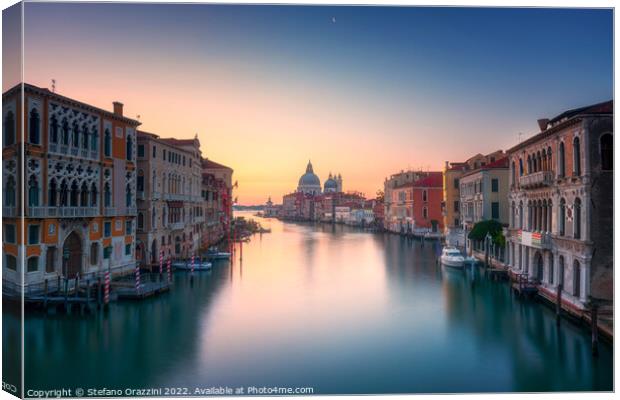 Venice, Grand Canal Santa Maria della Salute church before sunrise  Canvas Print by Stefano Orazzini