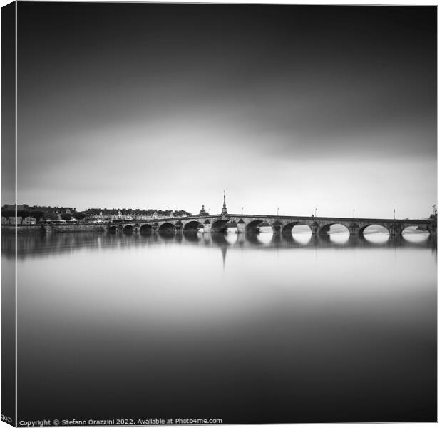 Jacques Gabriel bridge, Loire river. Blois, France Canvas Print by Stefano Orazzini